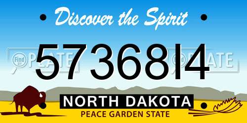 57368I4 North Dakota License Plate