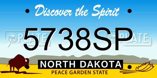 5738SP North Dakota License Plate