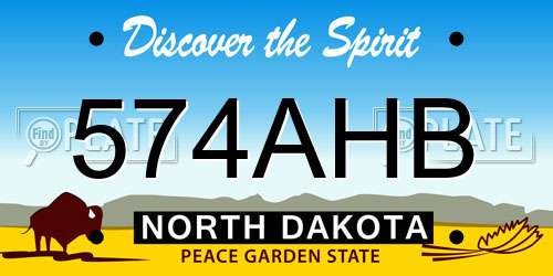 574AHB North Dakota License Plate