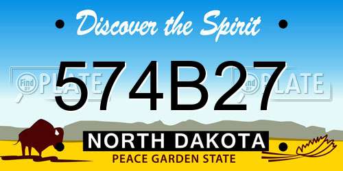 574B27 North Dakota License Plate