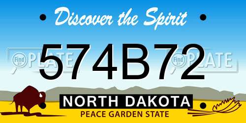 574B72 North Dakota License Plate