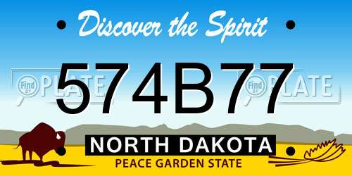574B77 North Dakota License Plate