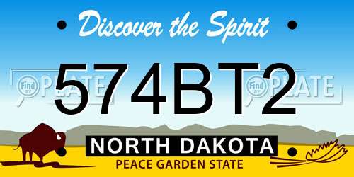 574BT2 North Dakota License Plate