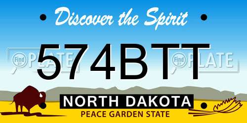 574BTT North Dakota License Plate