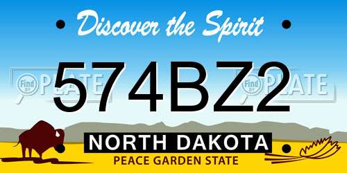 574BZ2 North Dakota License Plate