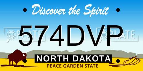 574DVP North Dakota License Plate