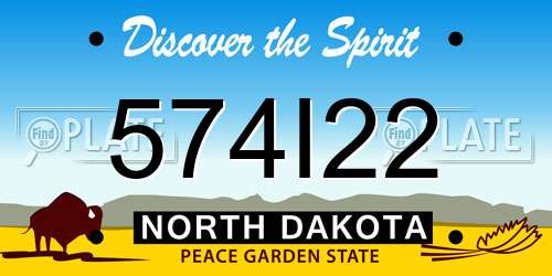574I22 North Dakota License Plate