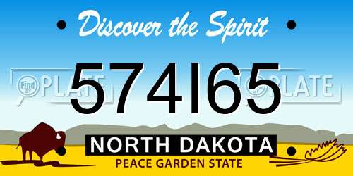 574I65 North Dakota License Plate