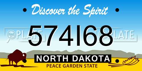 574I68 North Dakota License Plate