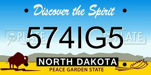574IG5 North Dakota License Plate