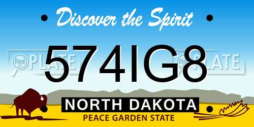 574IG8 North Dakota License Plate
