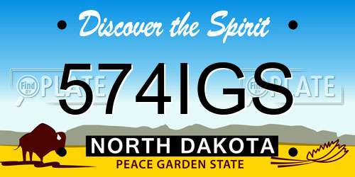 574IGS North Dakota License Plate