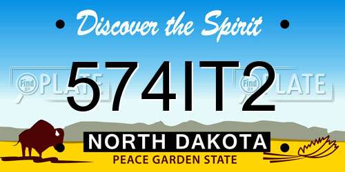 574IT2 North Dakota License Plate