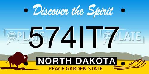574IT7 North Dakota License Plate