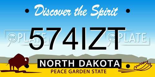 574IZT North Dakota License Plate