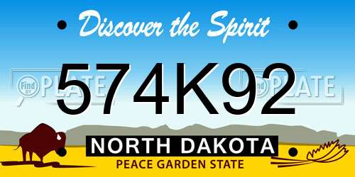 574K92 North Dakota License Plate