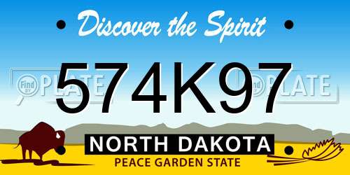 574K97 North Dakota License Plate