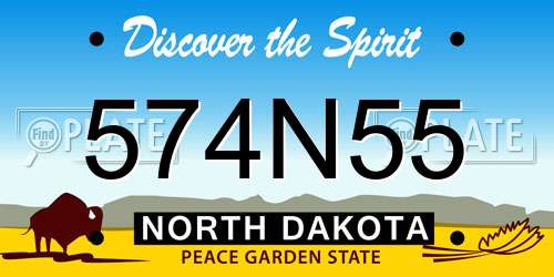 574N55 North Dakota License Plate