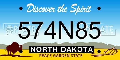 574N85 North Dakota License Plate