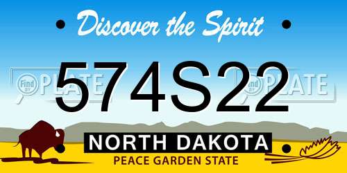 574S22 North Dakota License Plate