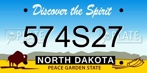 574S27 North Dakota License Plate