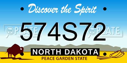 574S72 North Dakota License Plate