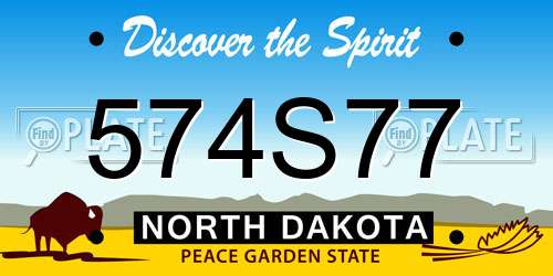 574S77 North Dakota License Plate