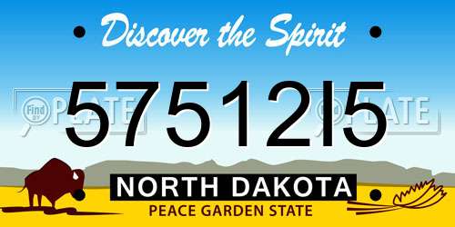 57512I5 North Dakota License Plate