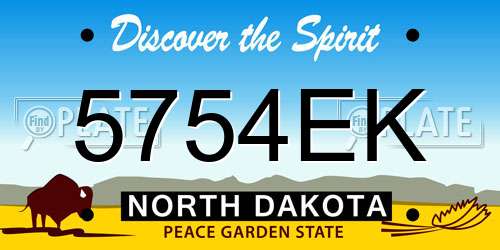 5754EK North Dakota License Plate