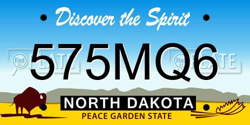 575MQ6 North Dakota License Plate