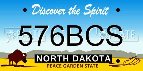 576BCS North Dakota License Plate
