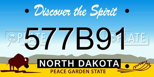 577B91 North Dakota License Plate