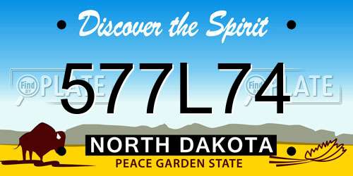 577L74 North Dakota License Plate