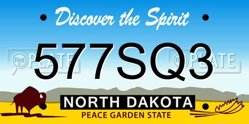577SQ3 North Dakota License Plate