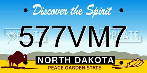 577VM7 North Dakota License Plate