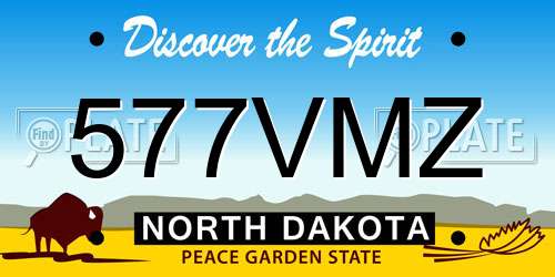 577VMZ North Dakota License Plate