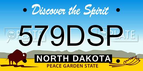 579DSP North Dakota License Plate