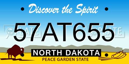 57AT655 North Dakota License Plate