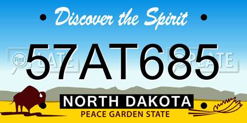 57AT685 North Dakota License Plate