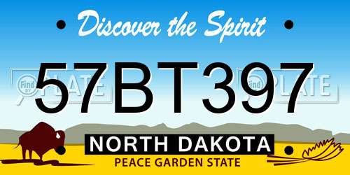 57BT397 North Dakota License Plate