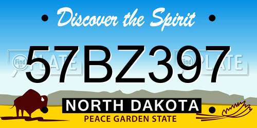 57BZ397 North Dakota License Plate
