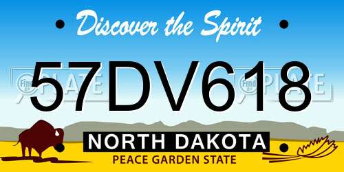 57DV618 North Dakota License Plate