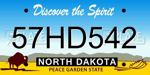 57HD542 North Dakota License Plate