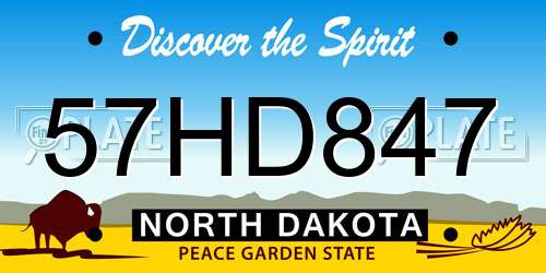 57HD847 North Dakota License Plate