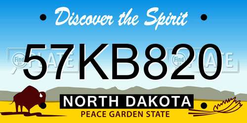 57KB820 North Dakota License Plate