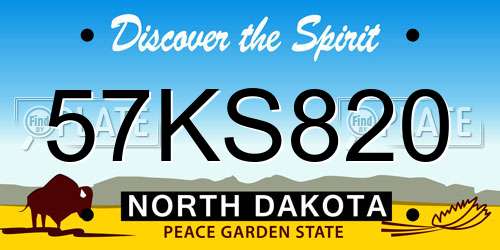 57KS820 North Dakota License Plate