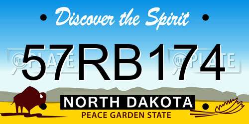 57RB174 North Dakota License Plate