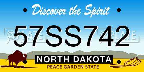 57SS742 North Dakota License Plate