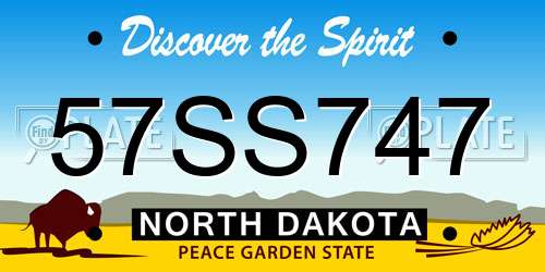 57SS747 North Dakota License Plate