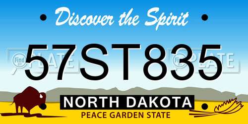 57ST835 North Dakota License Plate